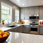 **

A brightly lit, impeccably clean modern kitchen with gleaming stainless steel appliances. Focus on details: sparkling windows cleaned with vinegar solution, organized spice racks, and a perfectly arranged fruit bowl. The overall impression is one of efficiency and meticulous care.

**
