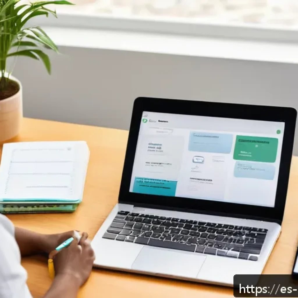 가사도우미 업무 일기 작성 노하우 - A professional domestic worker organizing a detailed daily work journal at a modern home office desk...