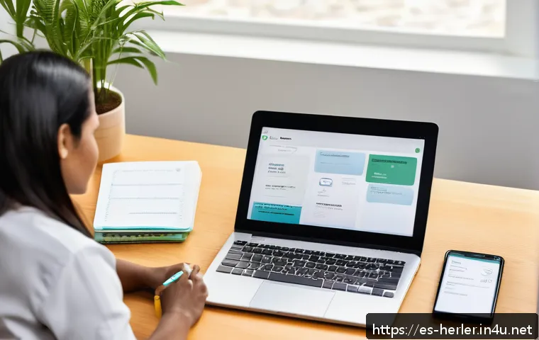 가사도우미 업무 일기 작성 노하우 - A professional domestic worker organizing a detailed daily work journal at a modern home office desk...